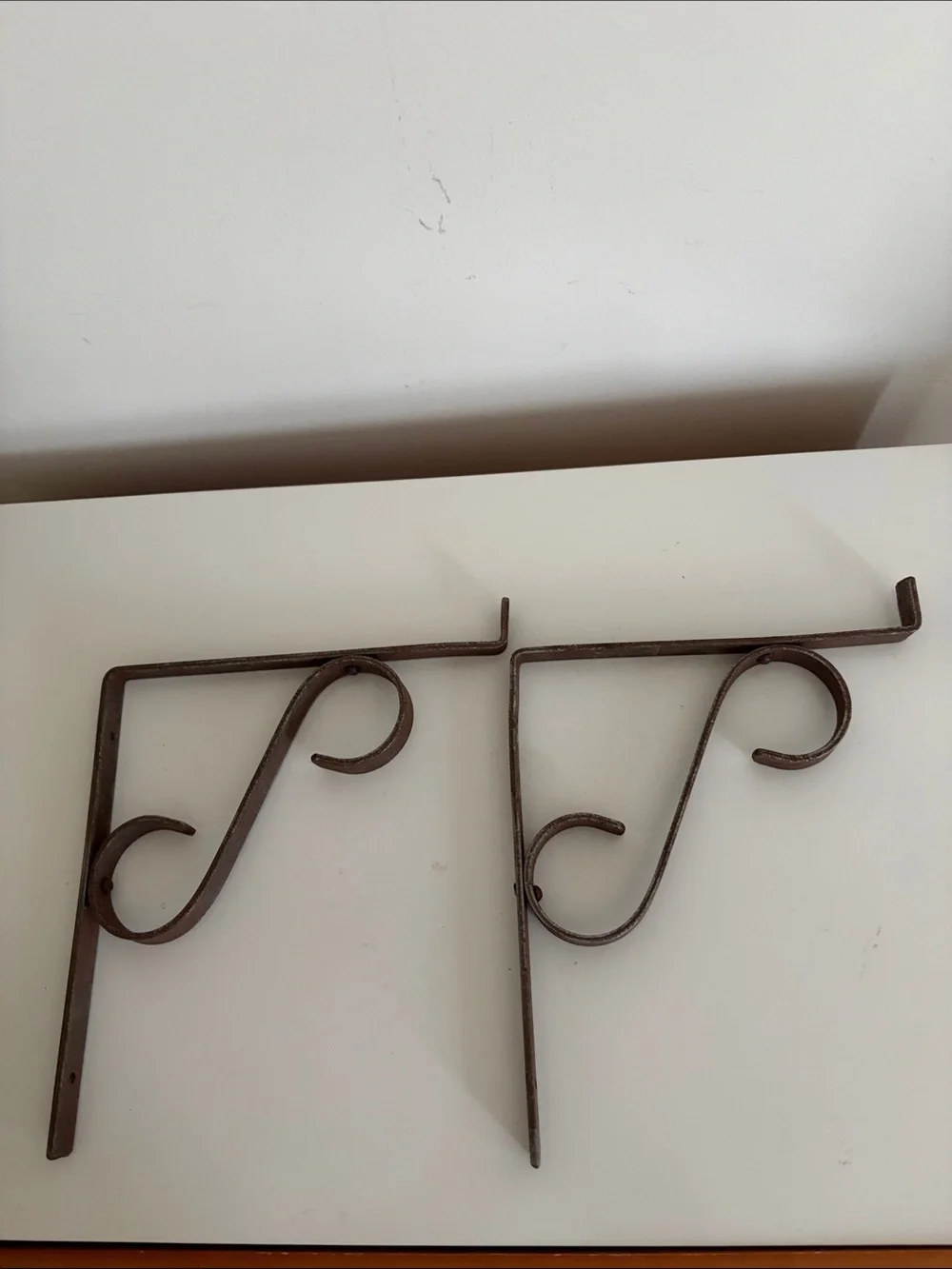 Rustic Metal Unpainted Decorative Wall Shelf Brackets - Pair